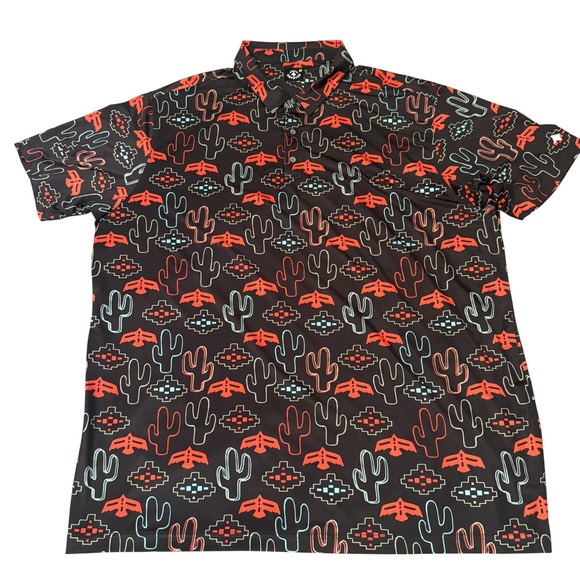 Raised By Coyotes Other - Raised by Coyotes Mens 3XL Performance Polo Shirt Southwest Cactus Thunderbird